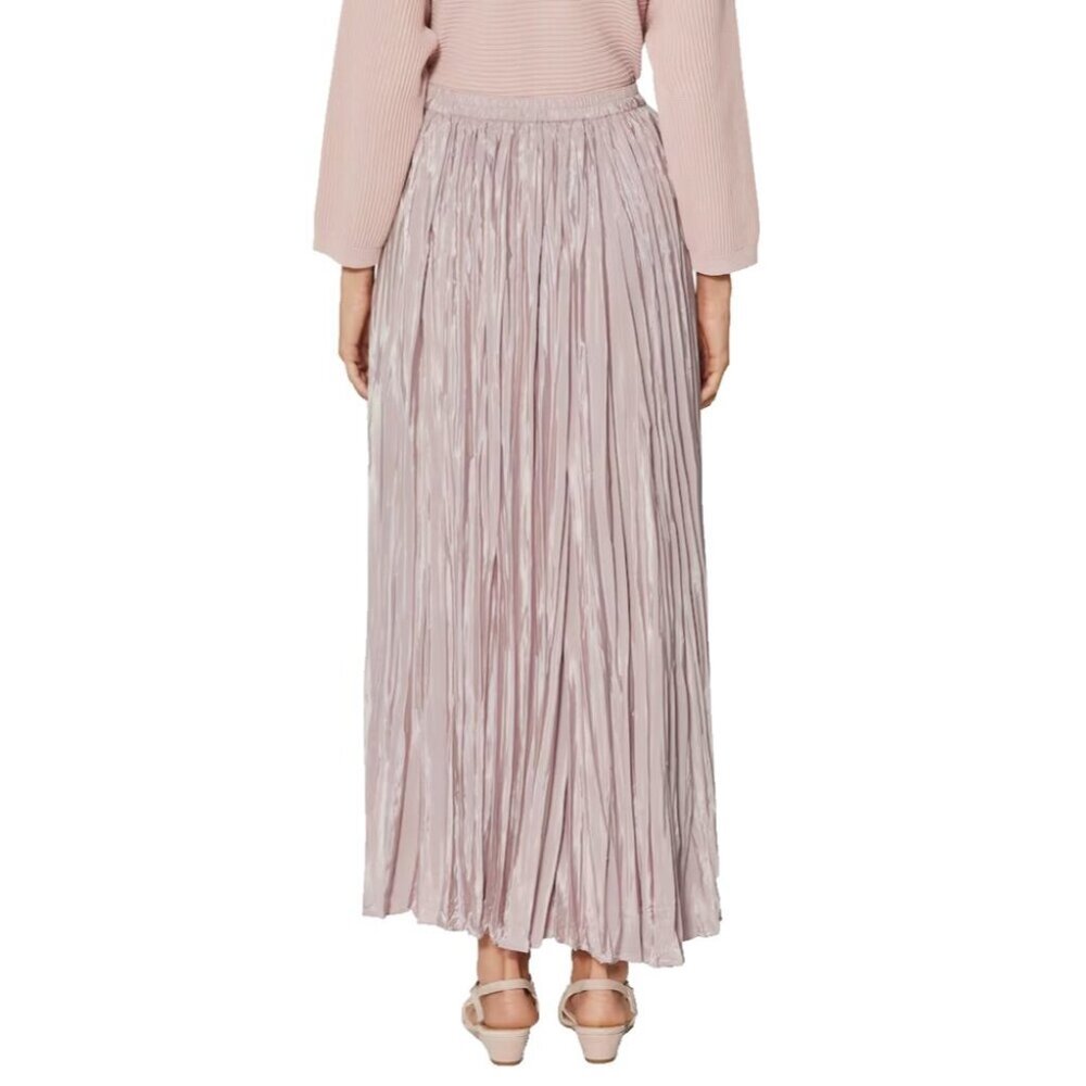 Madeleine‎ Women Size 14 Pink Long Crinkle Plissé Skirt Party Wedding Guest